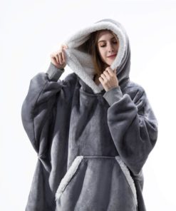 Sweat Plaid à Capuche Gris