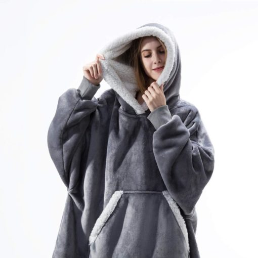 Sweat Plaid à Capuche Gris