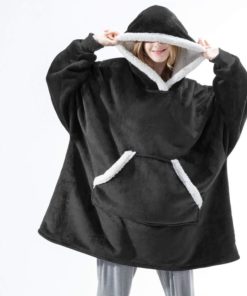 Sweat Plaid à Capuche Noir