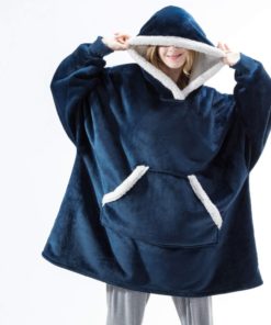 Sweat Plaid à Capuche Bleu