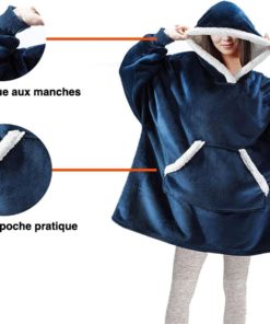 Sweat plaid à capuche Elastique et poche pratique