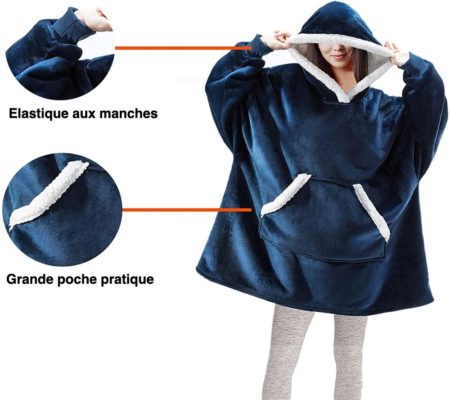 Sweat plaid à capuche Elastique et poche pratique