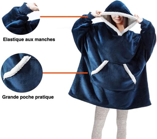 Sweat plaid à capuche Elastique et poche pratique