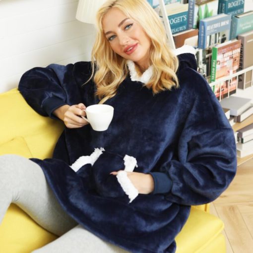 Sweat plaid à capuche en sherpa détente et cocooning
