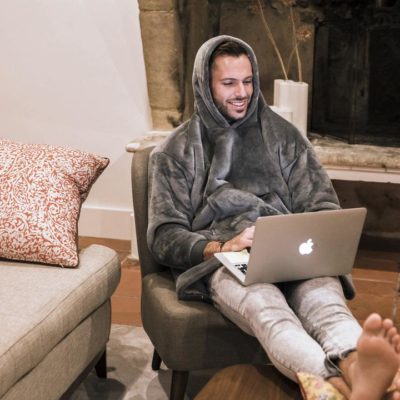 Sweat plaid pour travailler en télétravail cocooning