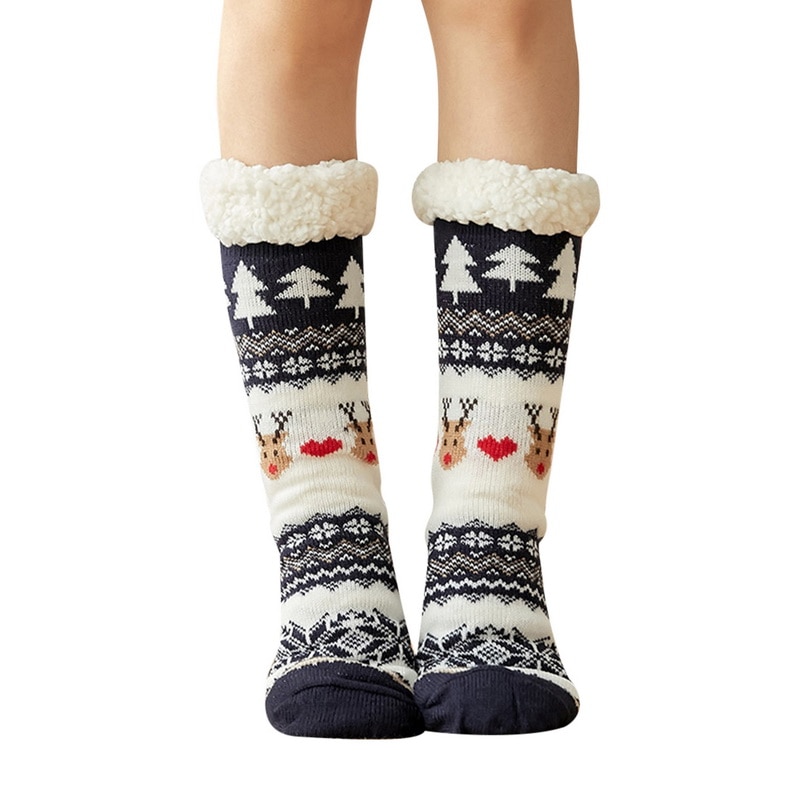 USACONY Chaussettes douillettes pour femme, Avec picots antidérapants,  Chaussettes d'hiver chaudes, Chaussettes de lit, Chaussettes de Noël  douces