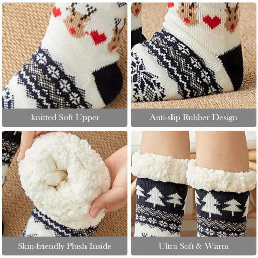 4924 k7lejy Chaussettes ultra chaudes de Noël antidérapantes