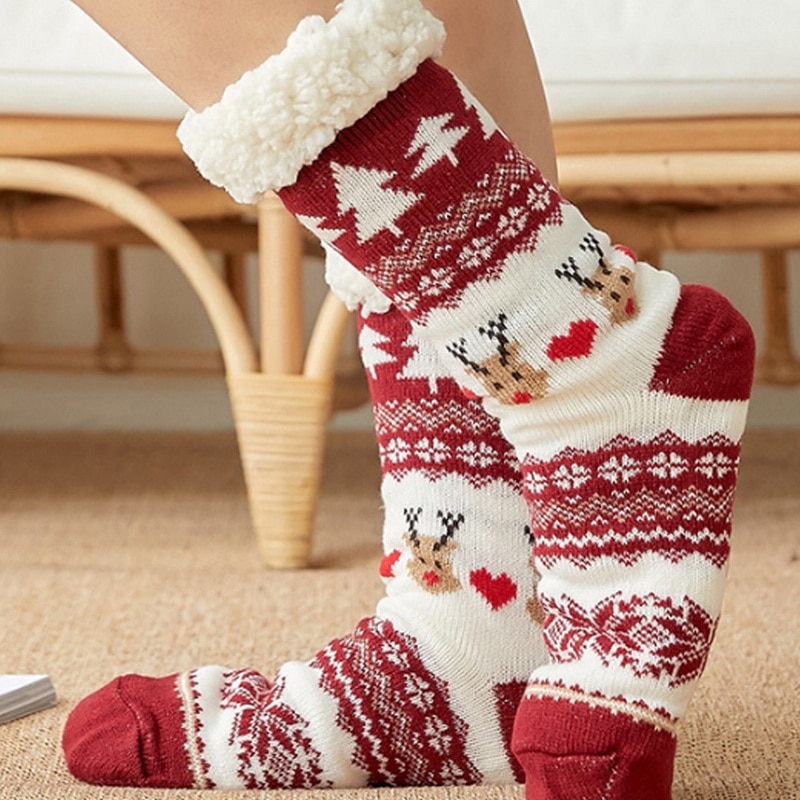 4924 Chaussettes ultra chaudes de Noël antidérapantes