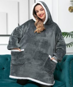 Sweat Plaid Gris, Pull à capuche Géant Univers Cocooning