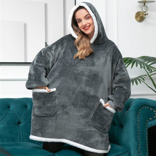 Sweat Plaid Gris, Pull à capuche Géant Univers Cocooning
