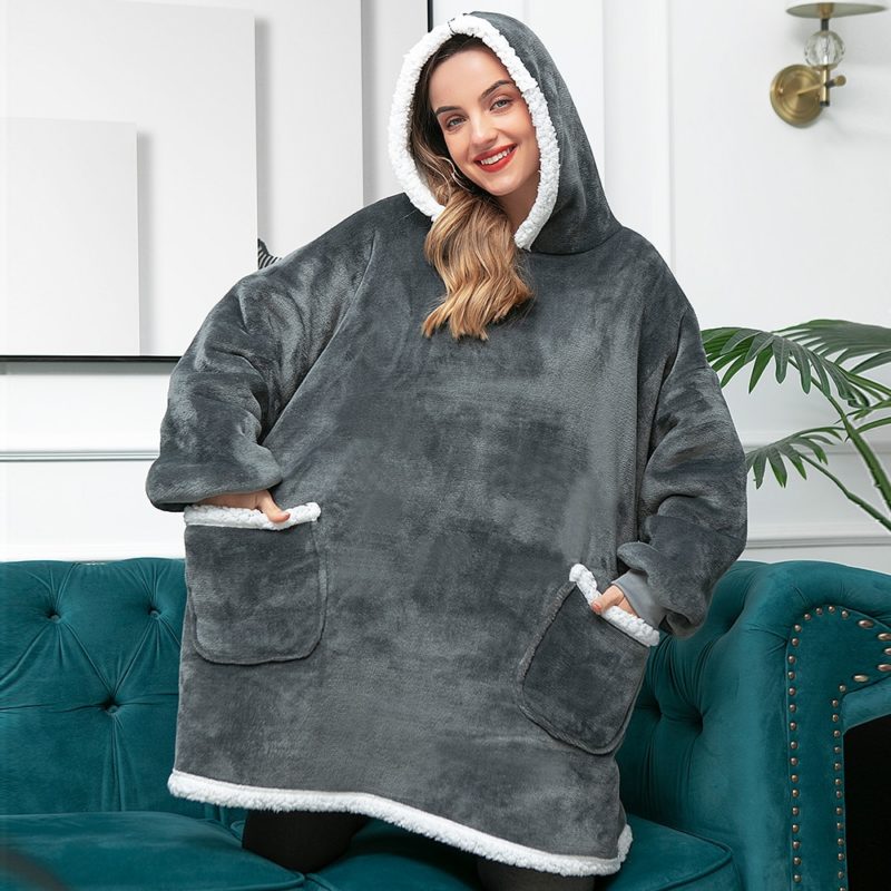 Sweat Plaid Gris, Pull à capuche Géant Univers Cocooning