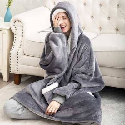 Sweat Plaid Gris, Pull Géant cocooning pas cher