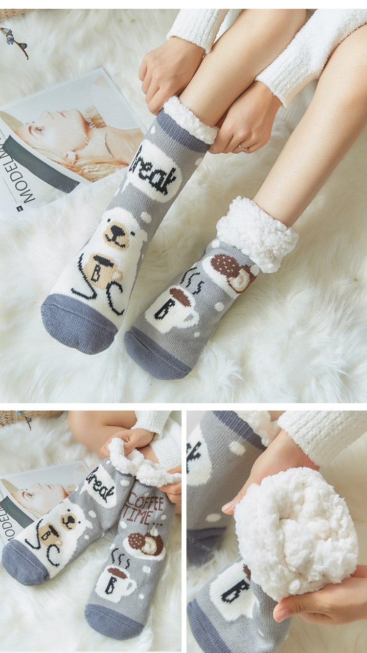 Chaussettes ultra chaudes antidérapantes motif Noël Chaussettes ultra chaudes antidérapantes motif Noël