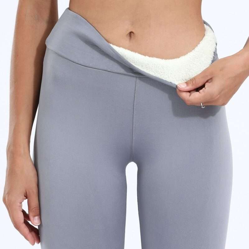 Legging polaire gris ultra chaud pour femme, confortable et pratique