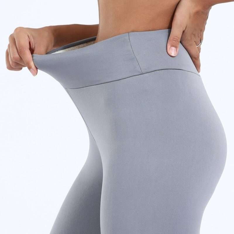 Legging polaire gris ultra chaud pour femme, confortable et pratique