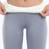 Legging polaire gris clair ultra chaud pour femme, confortable et pratique