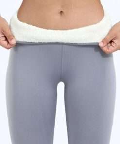 Legging polaire gris clair ultra chaud pour femme, confortable et pratique
