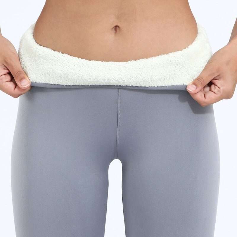 Legging polaire gris ultra chaud pour femme, confortable et pratique